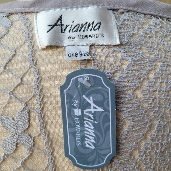 Arianna By Howards Asymmetrical Floral Lace Duster Coverup OS Gray Beachy NWT - Picture 5 of 6
